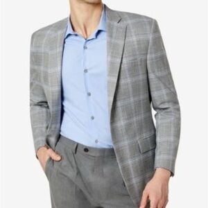 Lauren Ralph Lauren Men's Gray Plaid Blazer Suit Jacket Size 46R